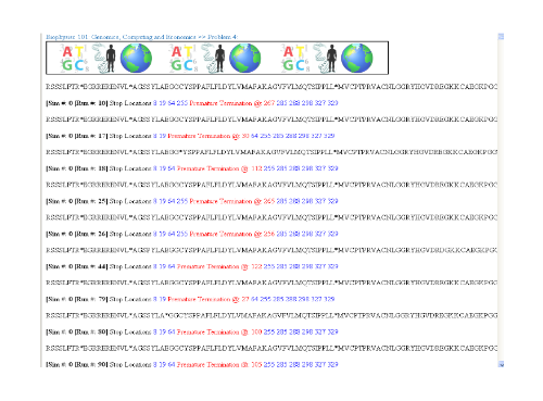 Problem 4 output showing changing sequences