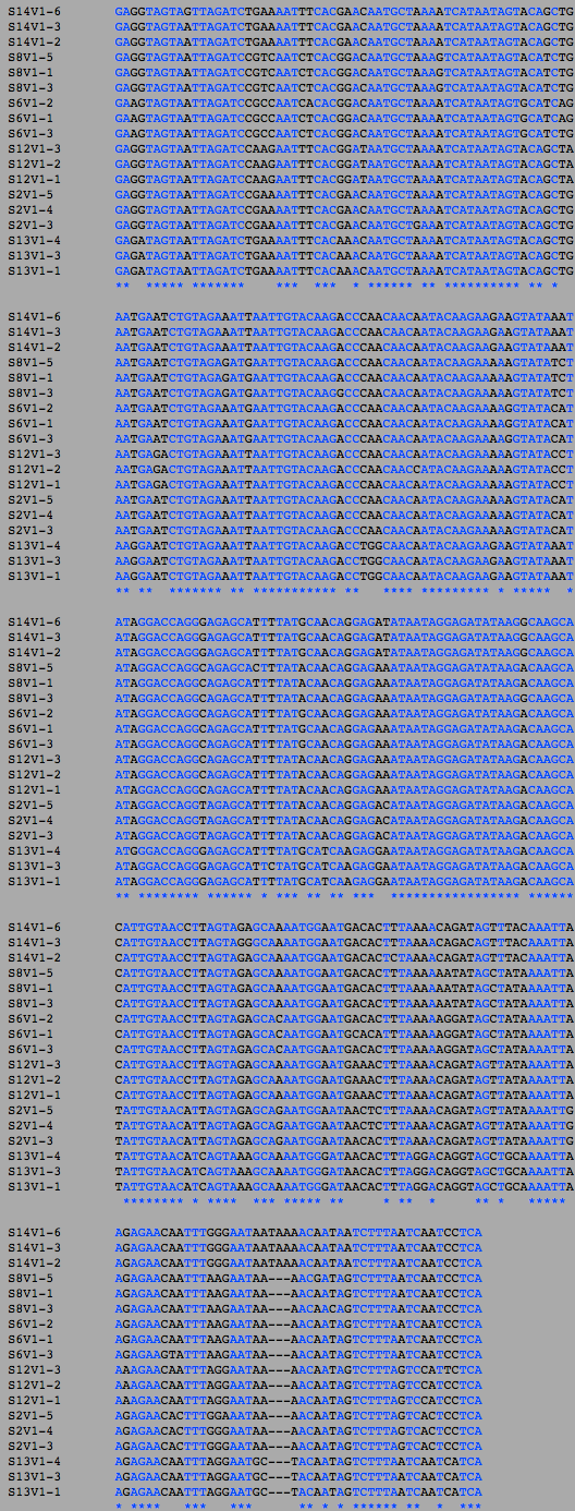Moderate Progressor and Nonprogressor Visit 1 Sequence Alignment