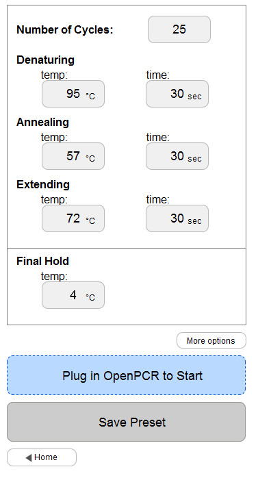 Scrrenshot of Open PCR Set-up Dialog